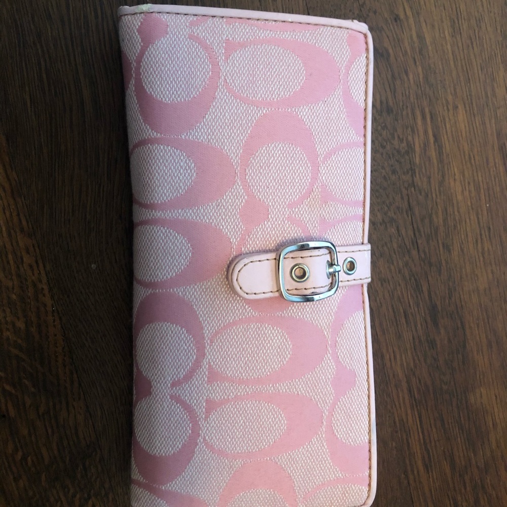 Light pink canvas classic coach wallet